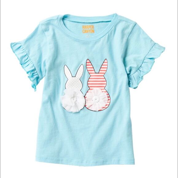 Harper Canyon Blue Gulf Bunny Tails Tee Size 2 - Picture 1 of 7